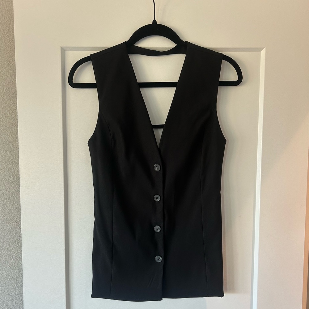 BNWT Zara Black Button-Up Vest
